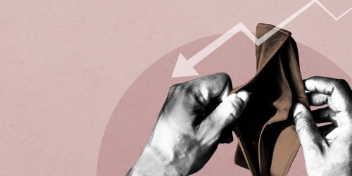 Empty wallet due to coronavirus economic impact social banner illustration