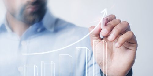 Man giving a business presentation using a high technology digital pen