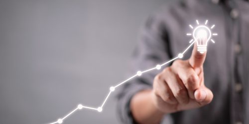 Businessman hand working with new idea and business strategy concept